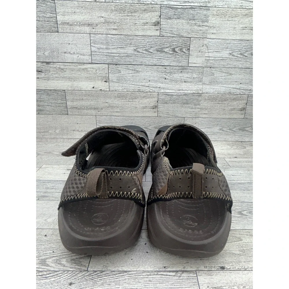 Crocs Swiftwater Mesh Sandals Men Sz 13 Espresso Black Sport Water Shoes 15041